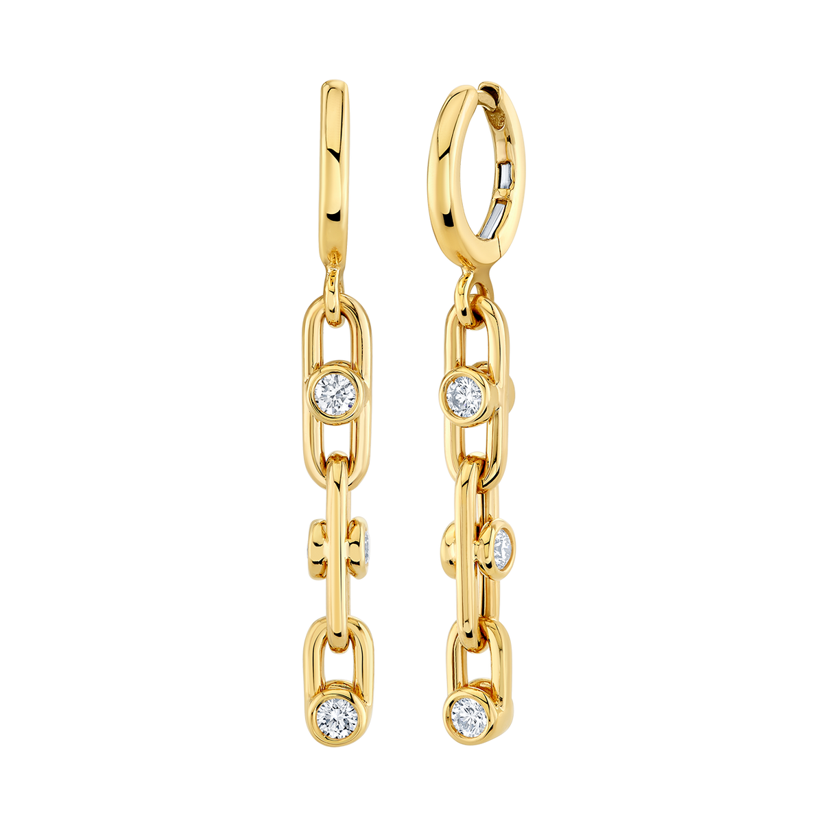 deBoulle Collection Small Link Diamond Dangle Earrings
