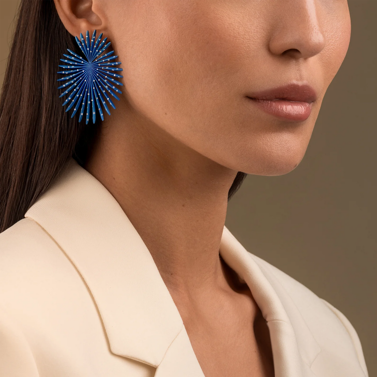 Giorgio B Small Palma Titanium Diamond Earrings