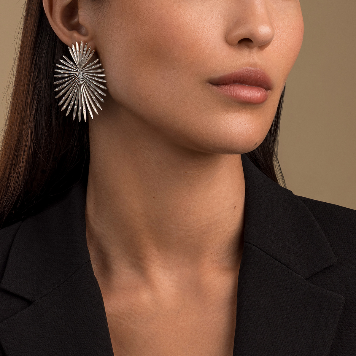 Small Palma Titanium Diamond Earrings
