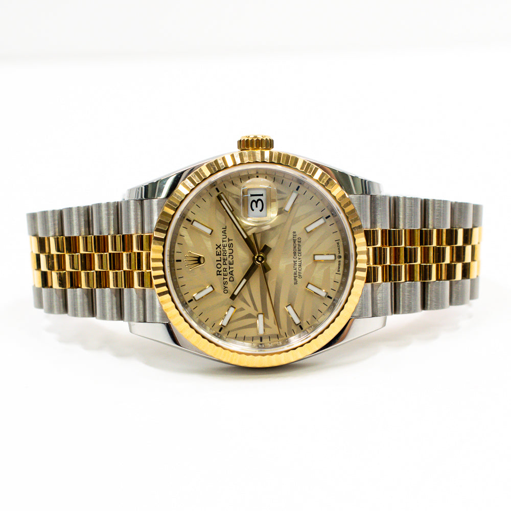 Rolex Datejust 36mm Champagne Palm Motif Dial 126233 (2019)
