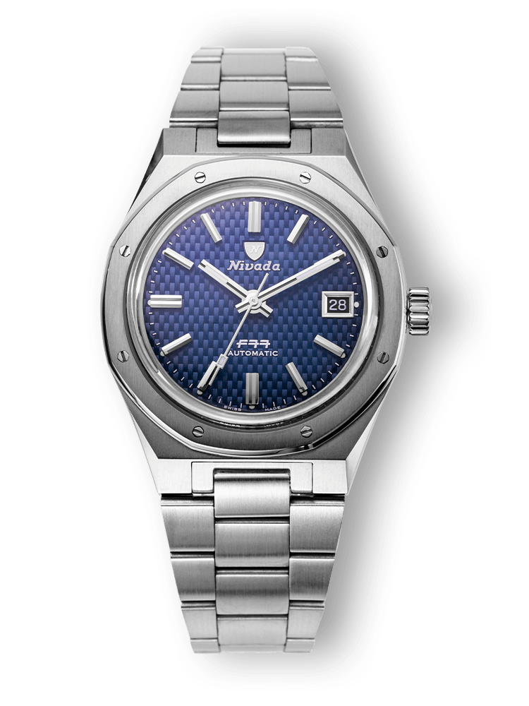 Nivada Grenchen F77 Blue With Date
