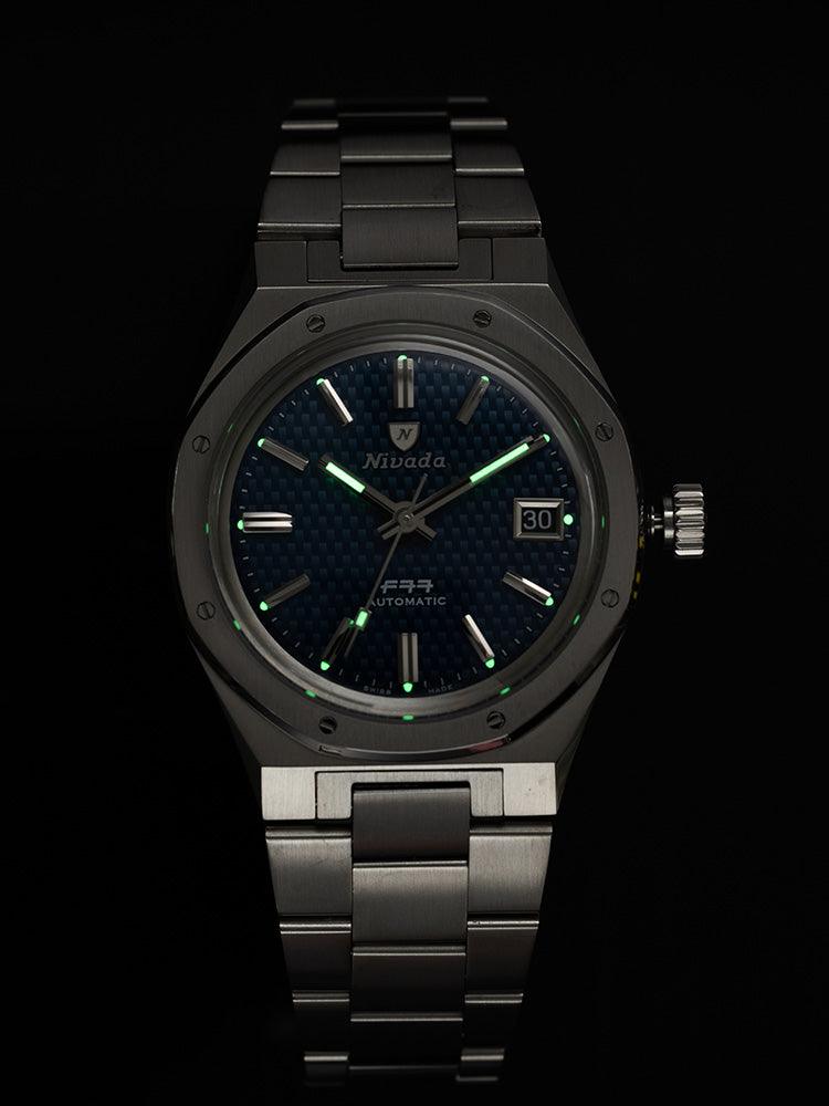 Nivada Grenchen F77 Blue With Date