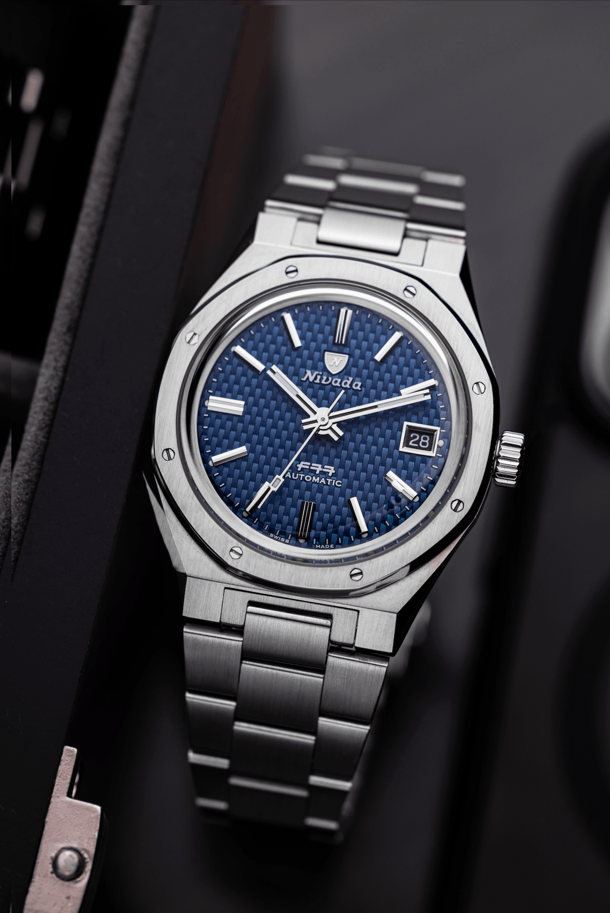 Nivada Grenchen F77 Blue With Date