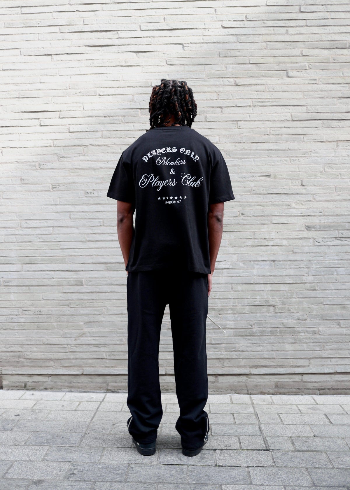 PLAYERS ONLY BLACK EMBROIDERED TEE — Small — Top View