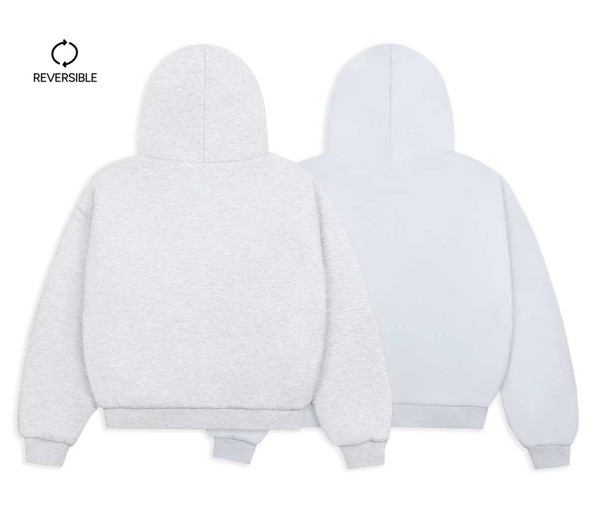 KAIZEN MARKET GREY/STONE REVERSIBLE ZIP HOODIE - 3RD ANNIVERSARY — XS — Side View