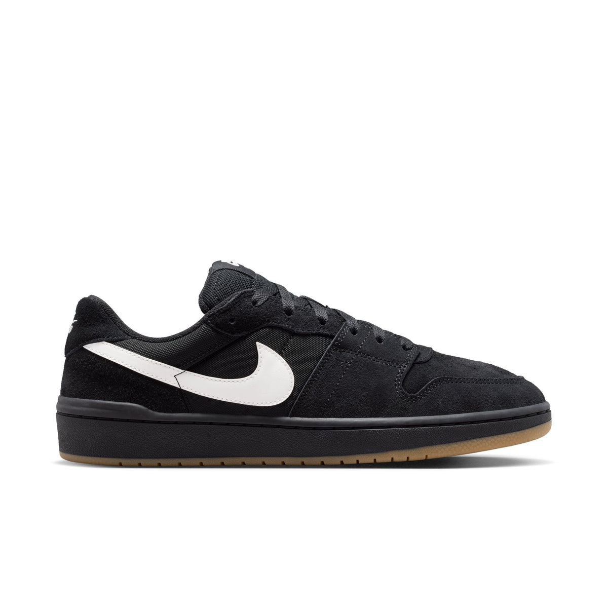 Nike SB Code 58 in Black/Summit White — '80s basketball-inspired, suede and mesh upper, cupsole construction, rubber pivot circle outsole, inner gore straps