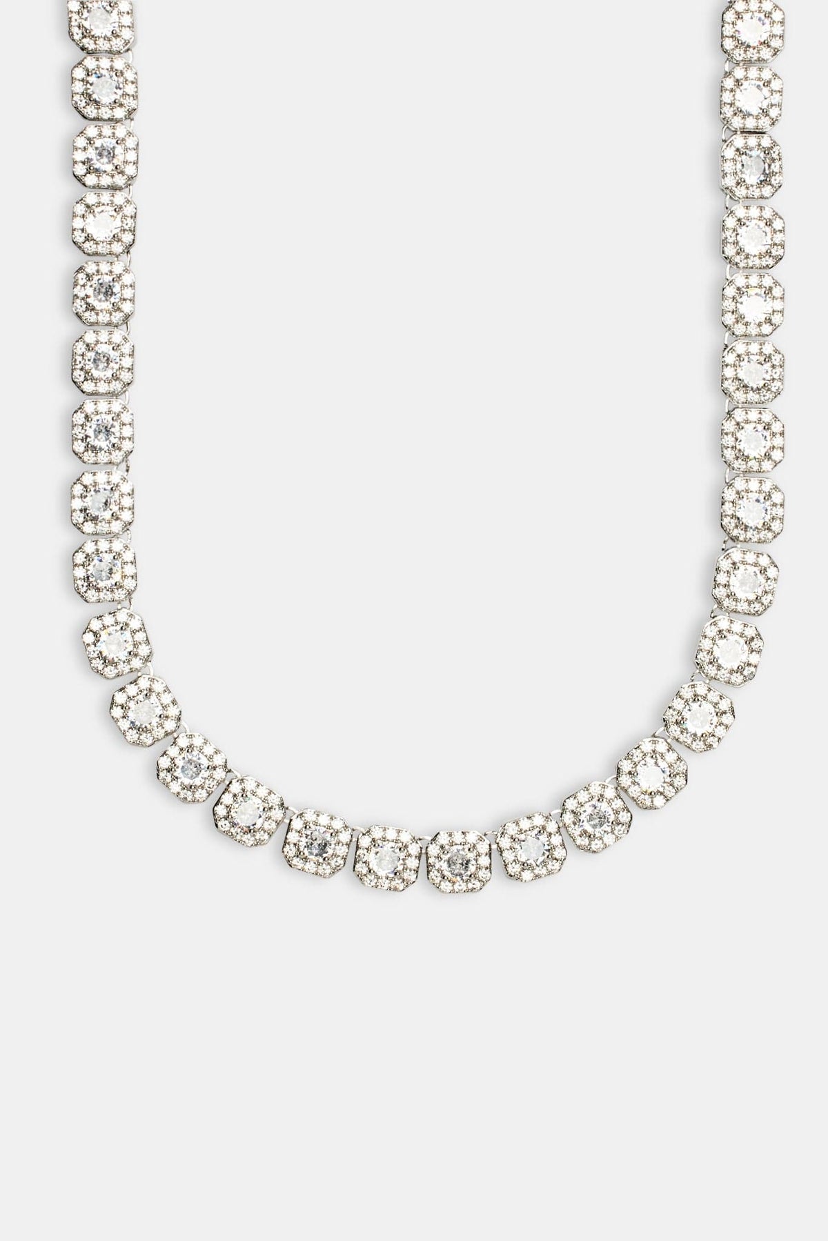 Cernucci Clustered Tennis Chain - 10mm - White — 18" — Side View