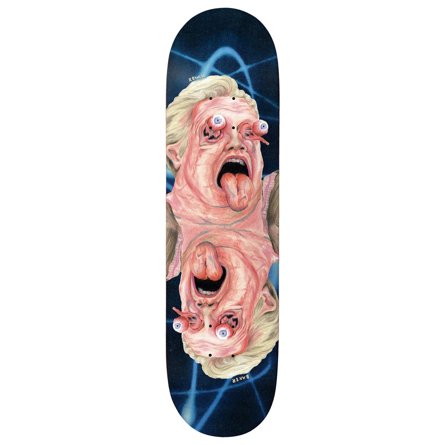 Baker Skateboards Rowan Zorilla Block Busters Twin Pro Model Skateboard Deck 8.38" — art by Kevin Spanky Long, mellow concave, symmetrical shape, 100% Hard Rock Canadian Maple