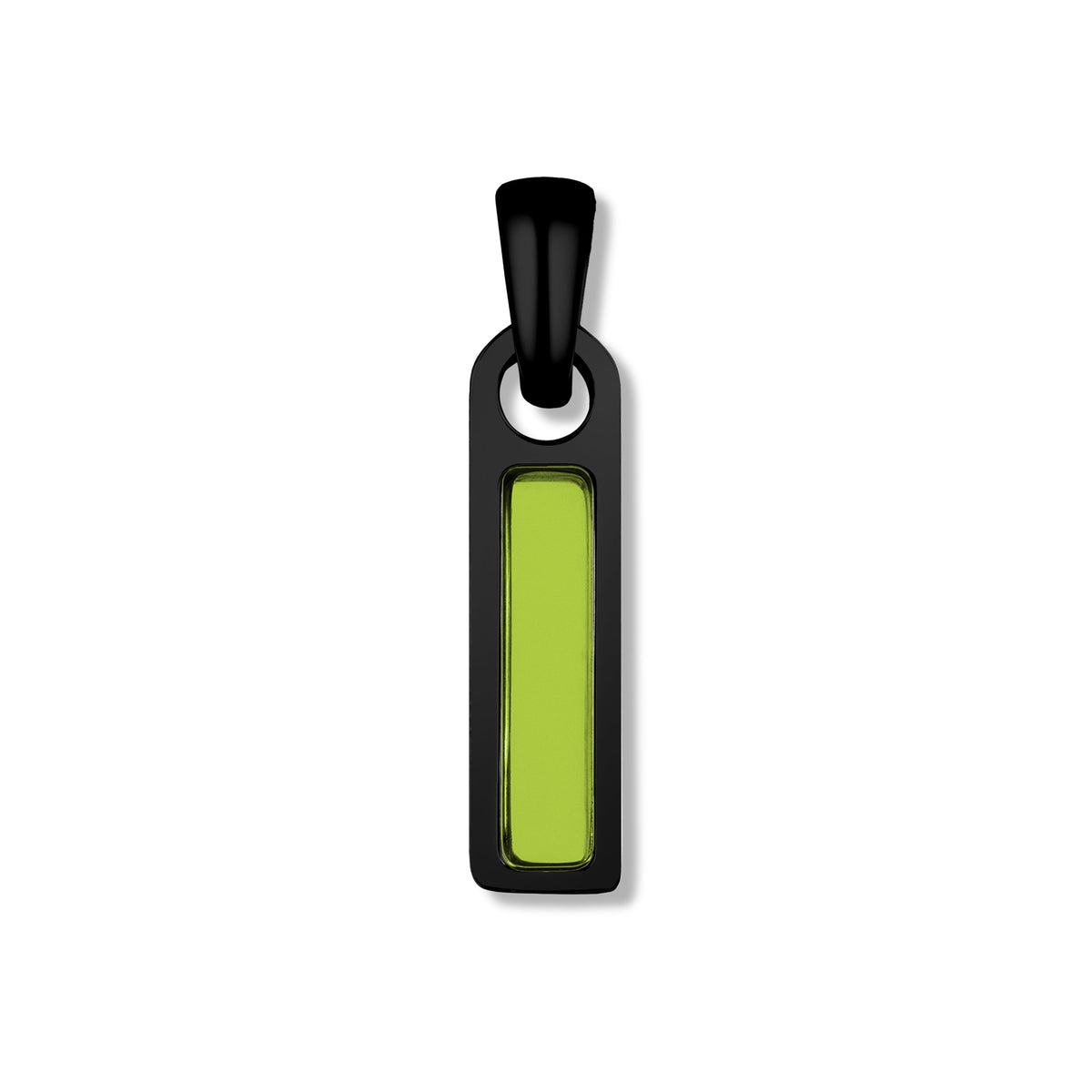 Black pendant with a green rectangular center on a white background
