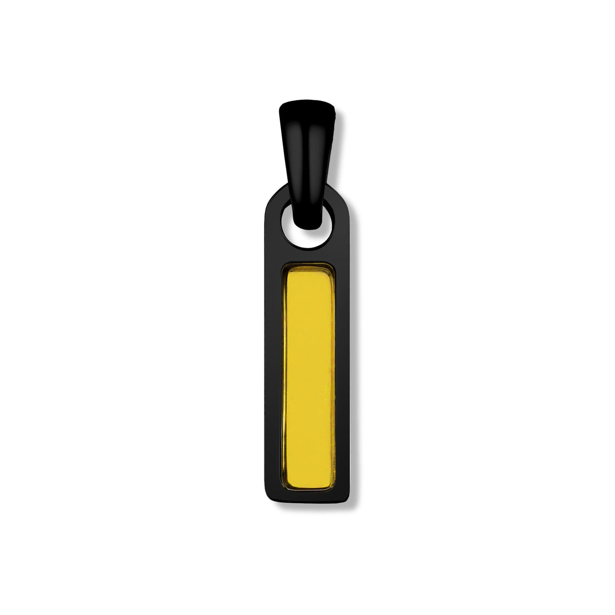 Black and yellow pendant on a white background