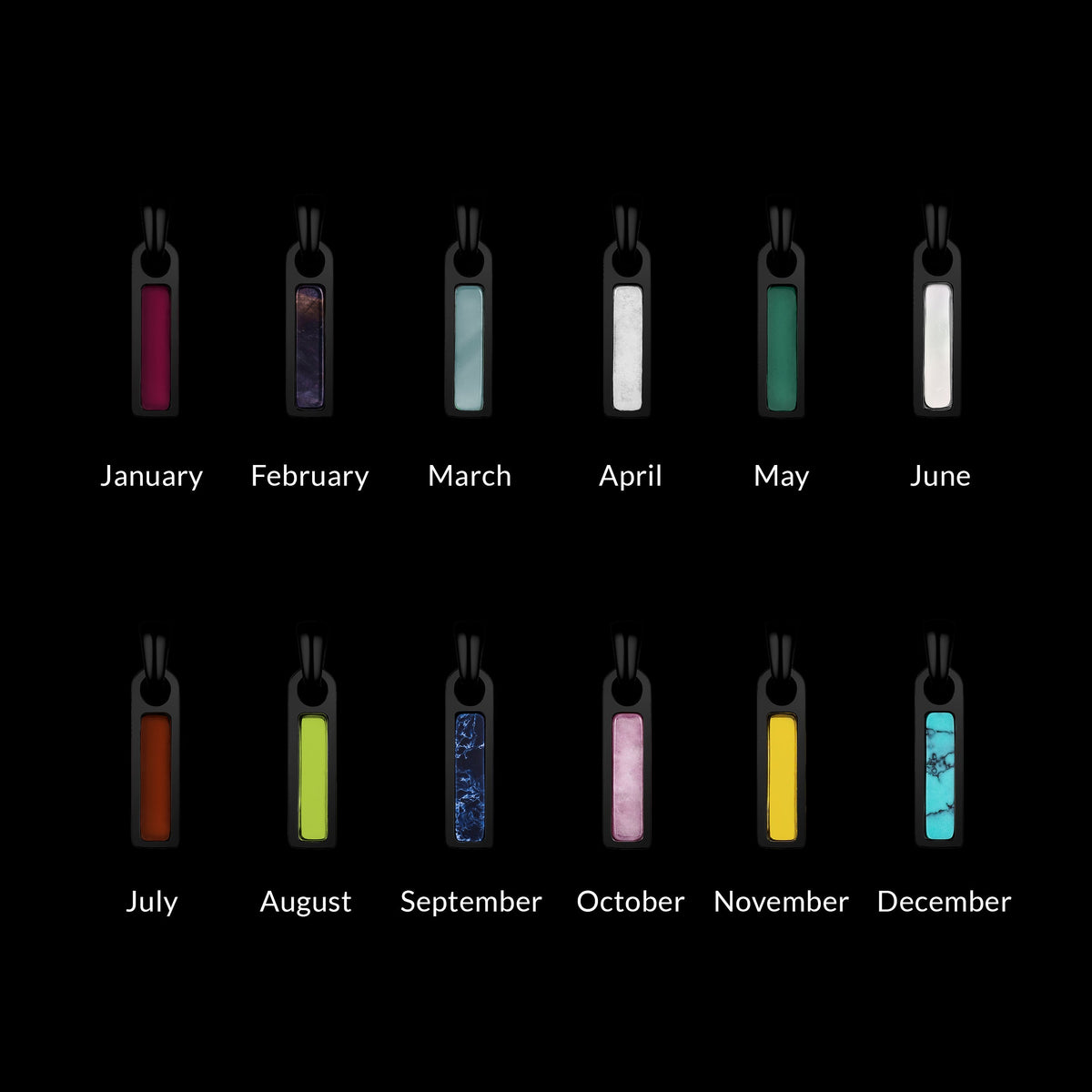 Birthstone Tag Necklace - Stealth