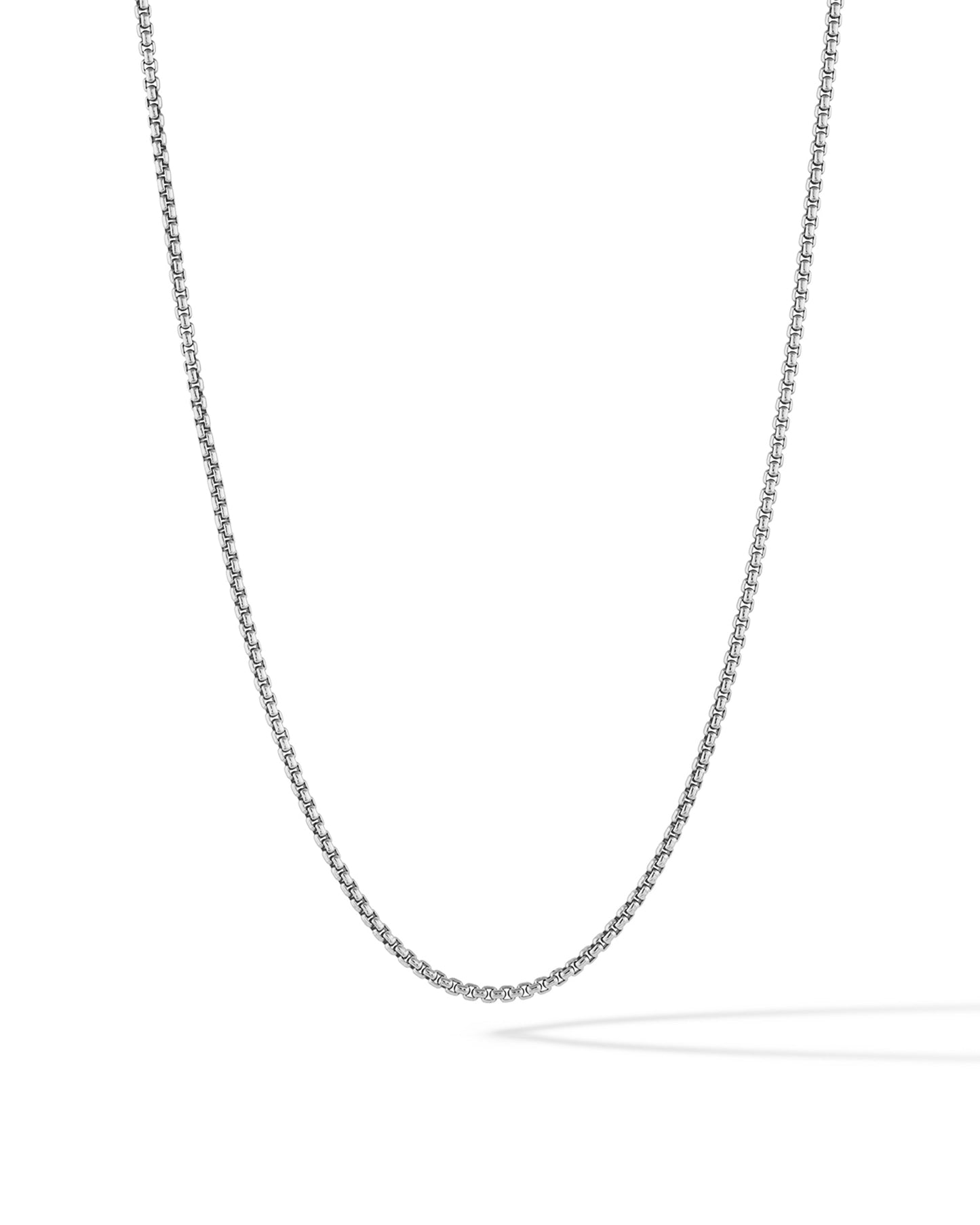 Round Box Chain Necklace, 2MM - Silver