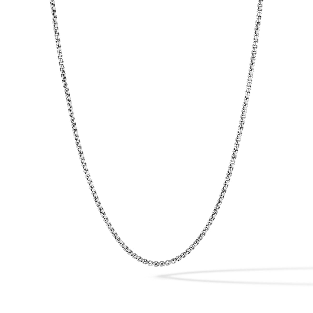 Round Box Chain Necklace, 2MM - Silver