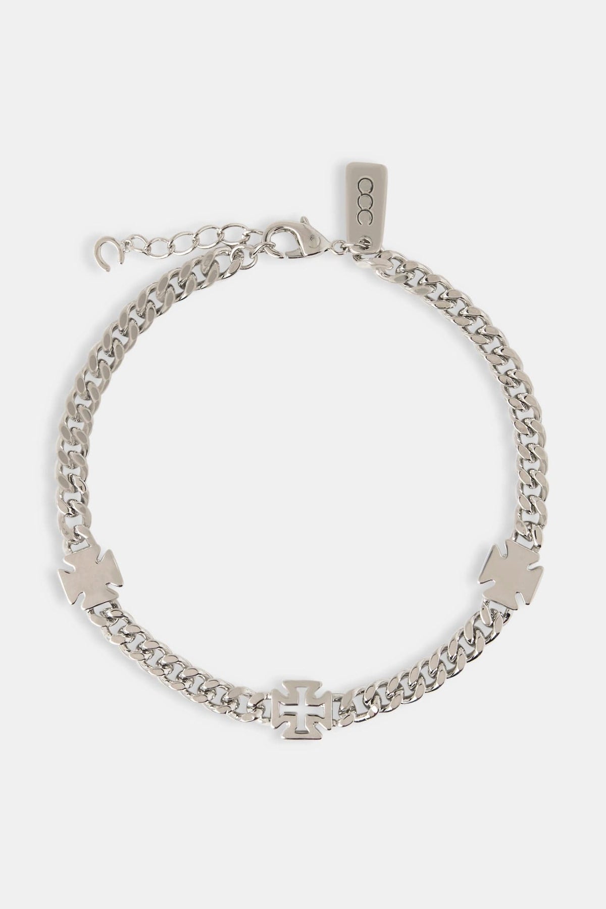 Cernucci Polished Motif & Outline Cuban Bracelet - 5mm — 7" — Side View