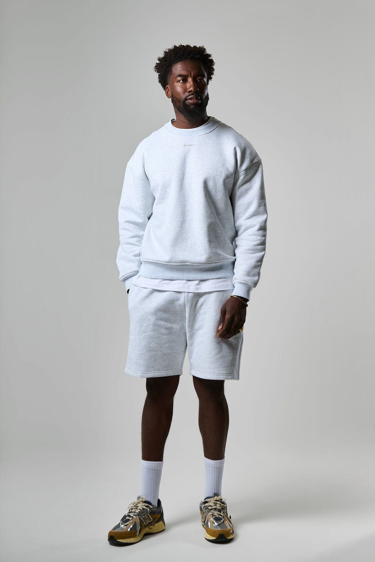 Etiquette Core Crew 'Grey' — Light Grey Heather — Size S — Back View