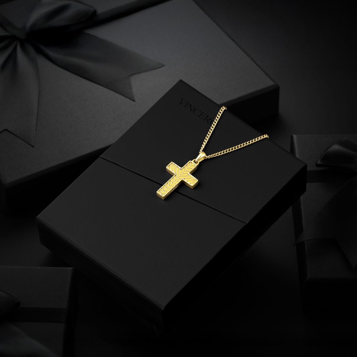 Chevron Cross Pendant - Gold