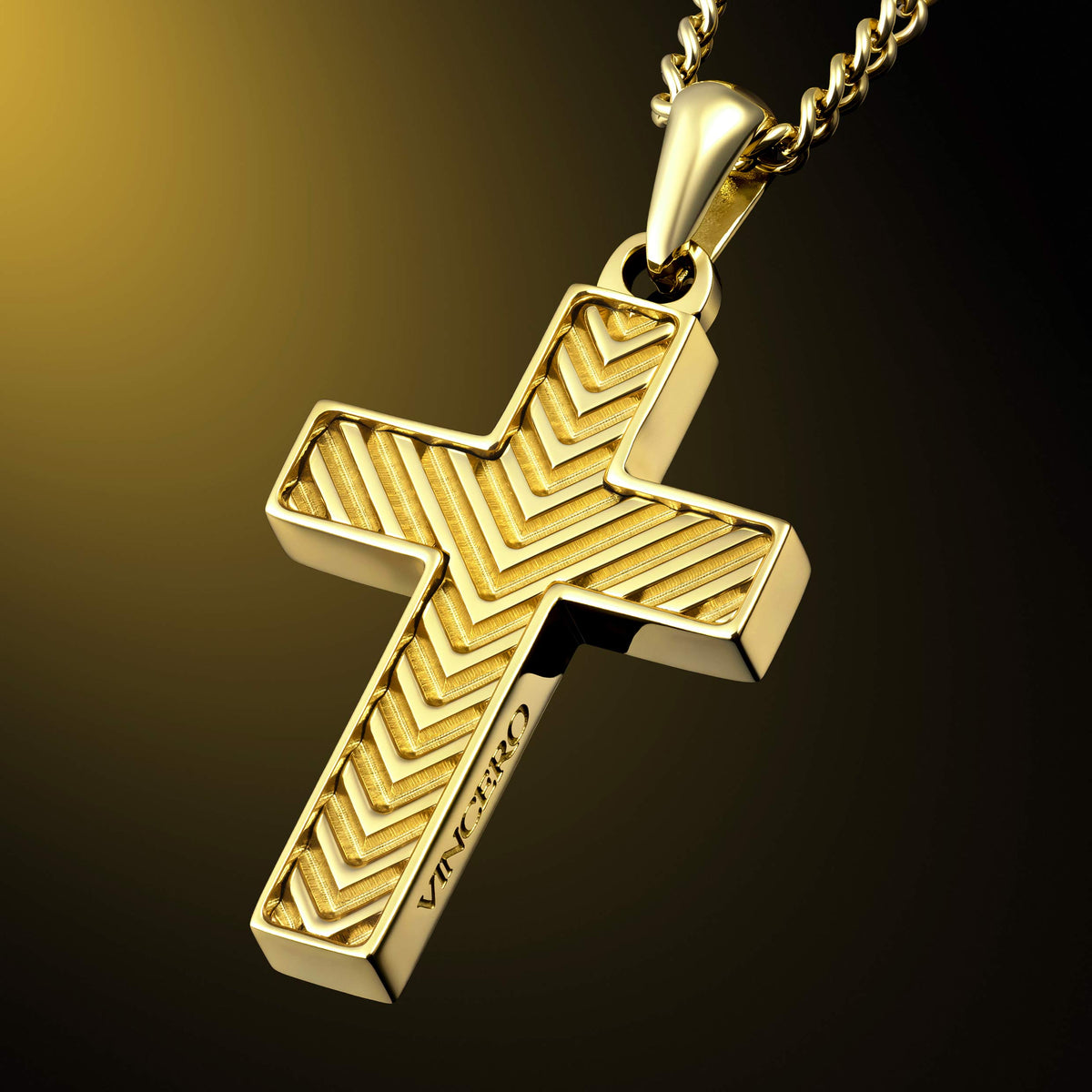 Chevron Cross Pendant - Gold
