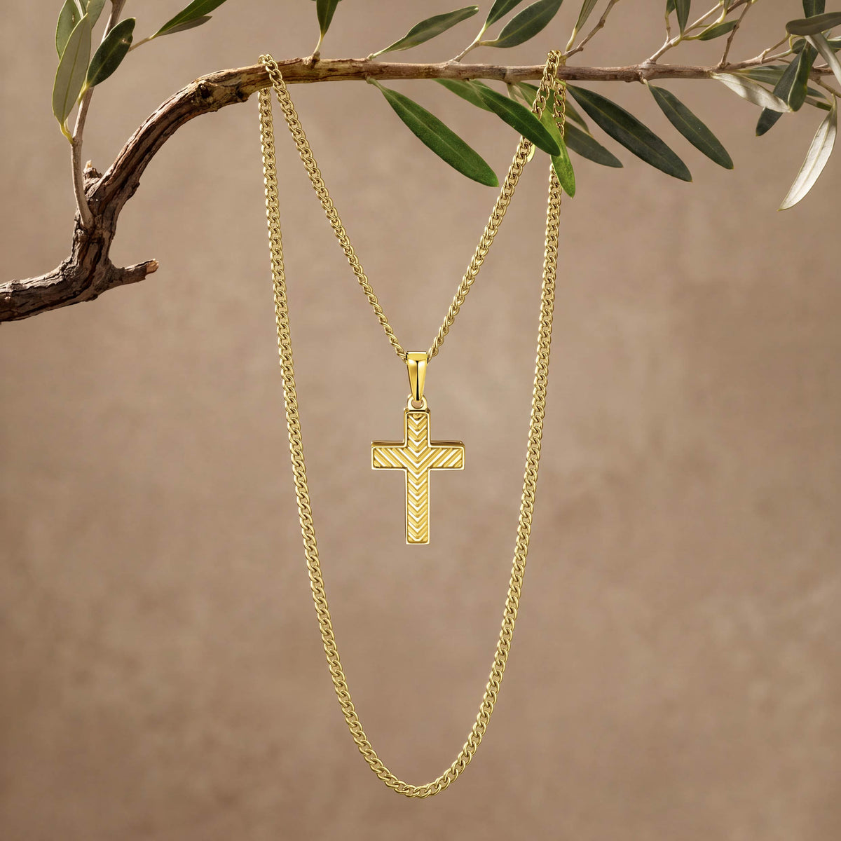 Chevron Cross Pendant - Gold