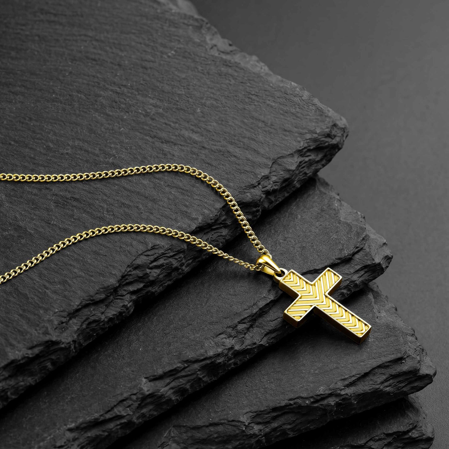 Chevron Cross Pendant - Gold