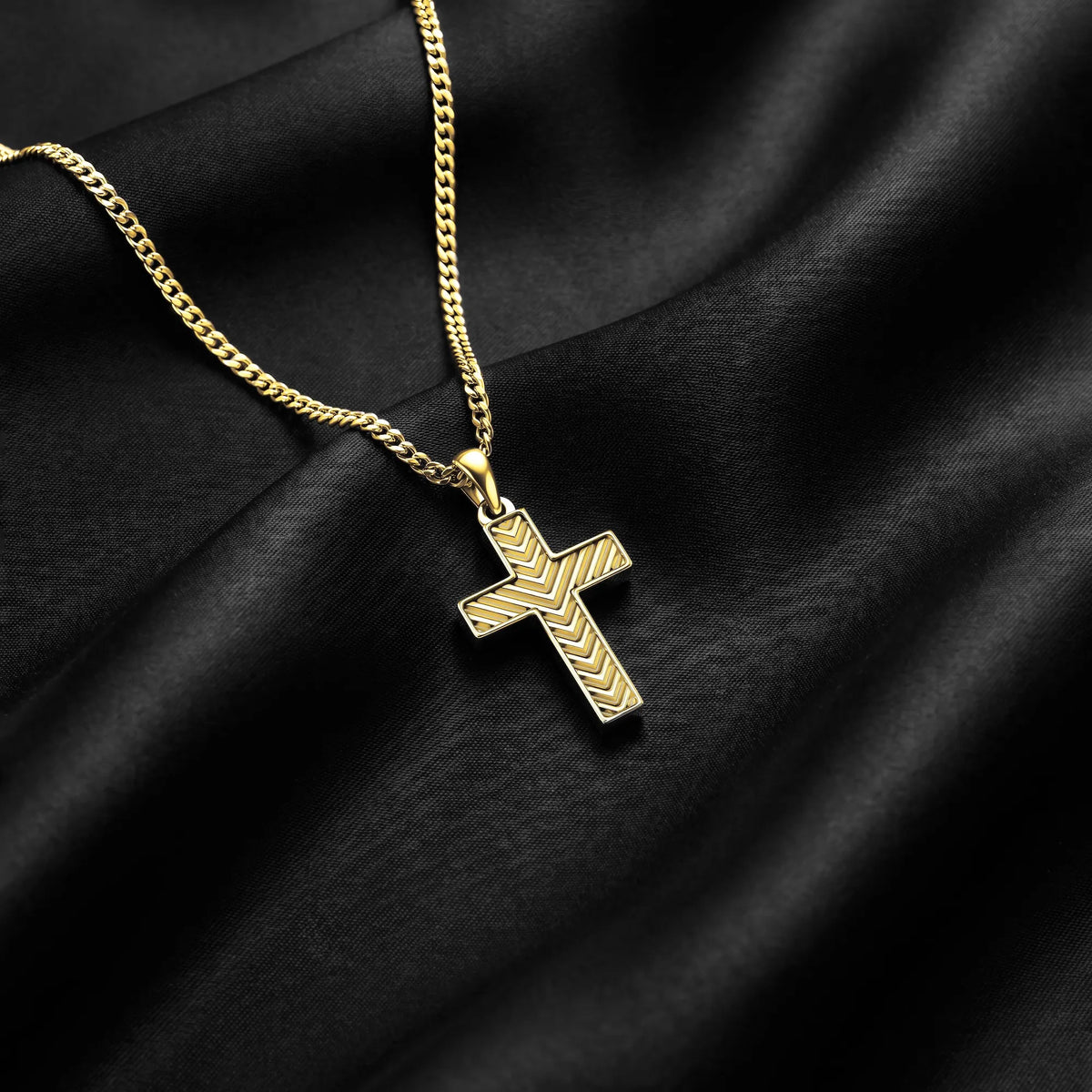Chevron Cross Pendant - Gold