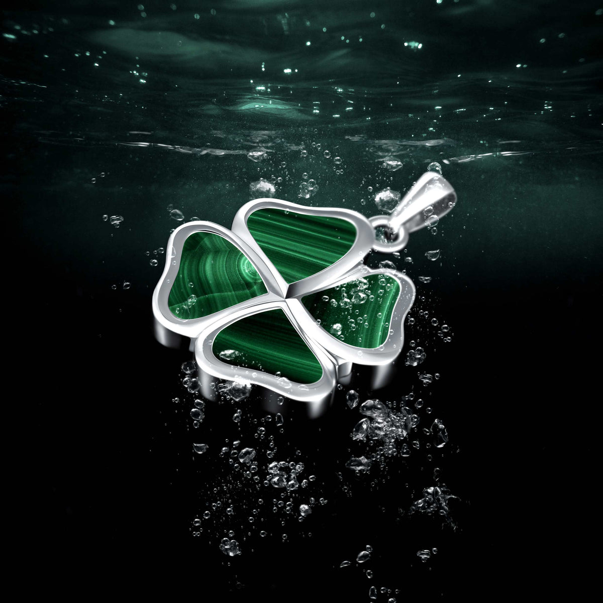 Clover Pendant - Malachite