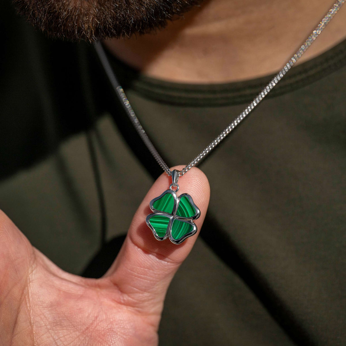Clover Pendant - Malachite