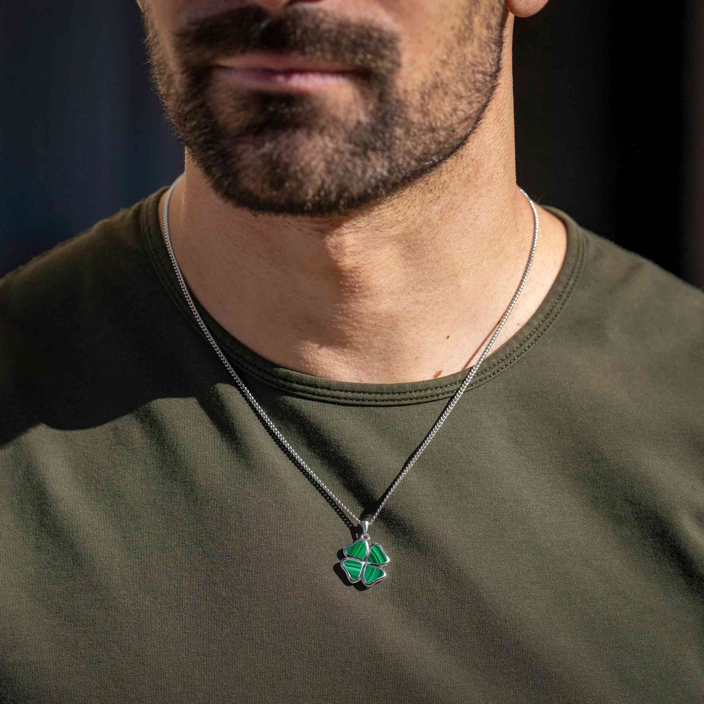 Clover Pendant - Malachite