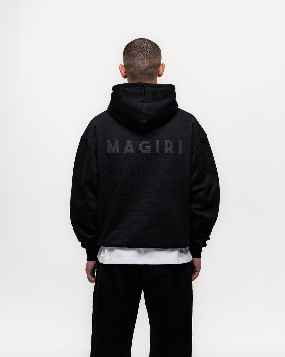 Magiri Core Puff Printed Hoodie 'Black' — Black — Size S — Detail View