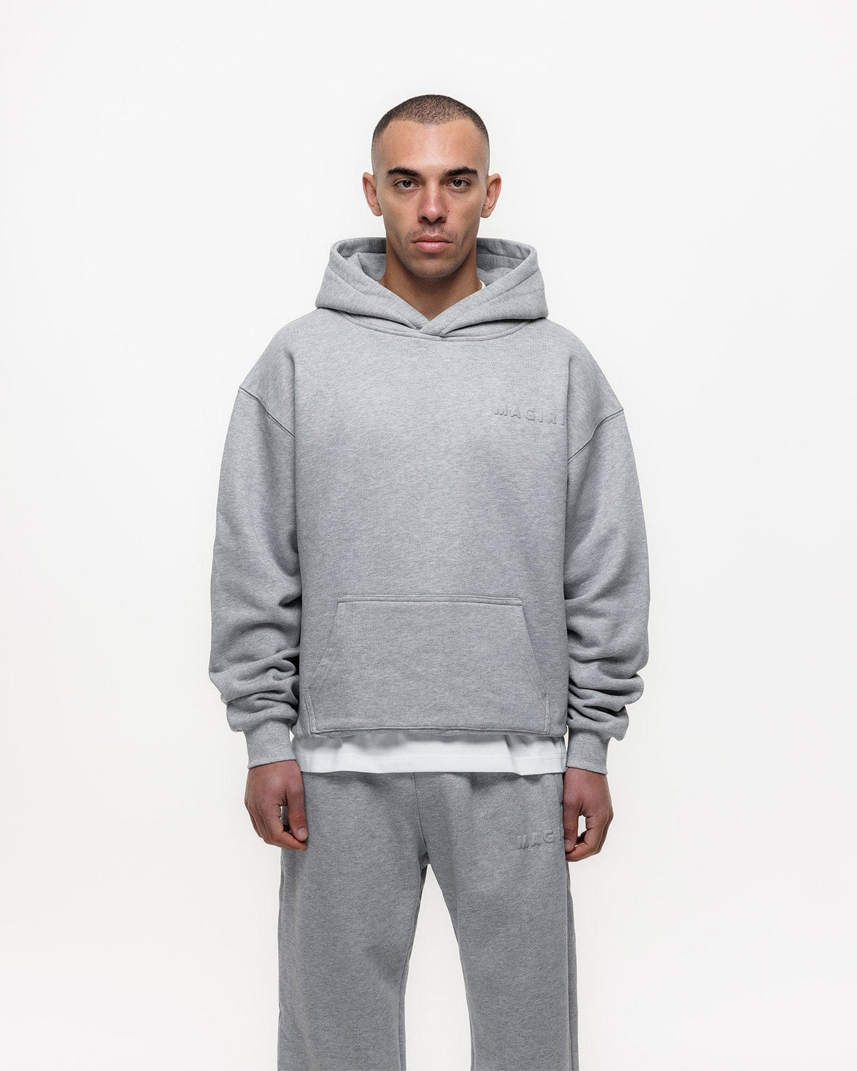 Magiri Core Puff Printed Hoodie 'Grey' — Grey — Size S — Top View