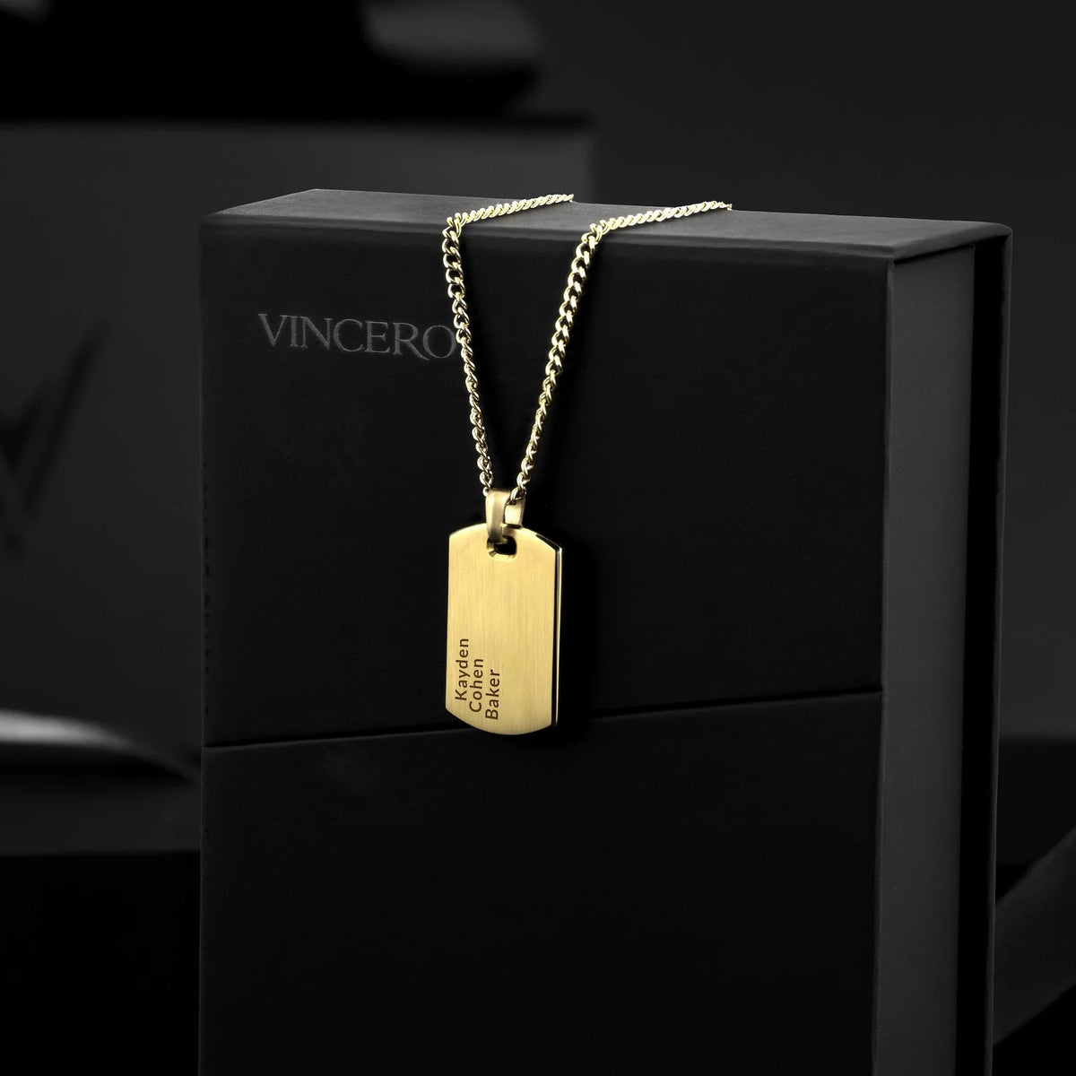 Beveled Tag Pendant - 14K Gold
