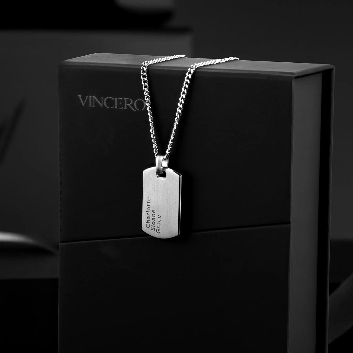 Beveled Tag Pendant - Silver