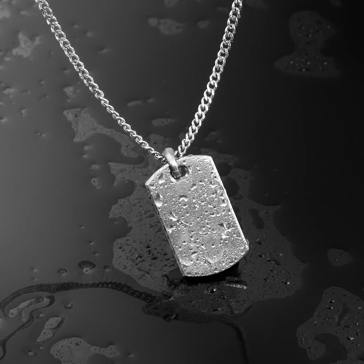 Beveled Tag Pendant - Silver