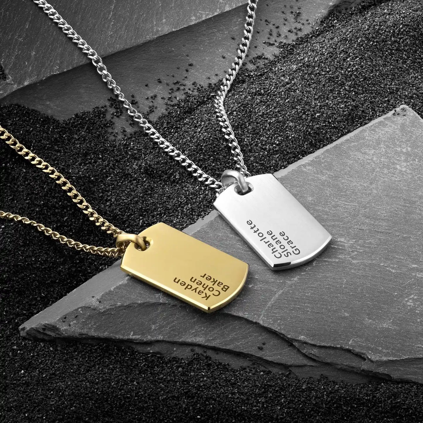 Beveled Tag Pendant - 14K Gold