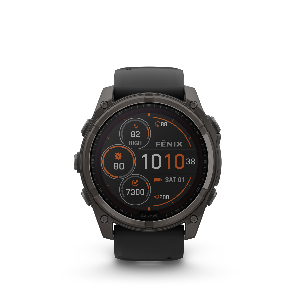 Garmin Fēnix 8 (51 mm, Solar Sapphire, Carbon‑Gray DLC Titanium Bezel, Black‑Pebble‑Grey Silicone Band)