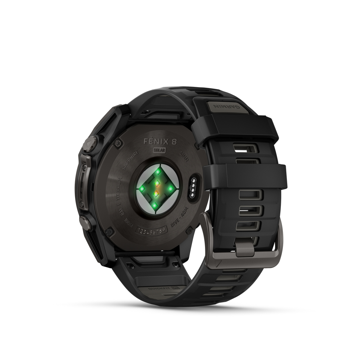 Garmin Fēnix 8 (51 mm, Solar Sapphire, Carbon‑Gray DLC Titanium Bezel, Black‑Pebble‑Grey Silicone Band)