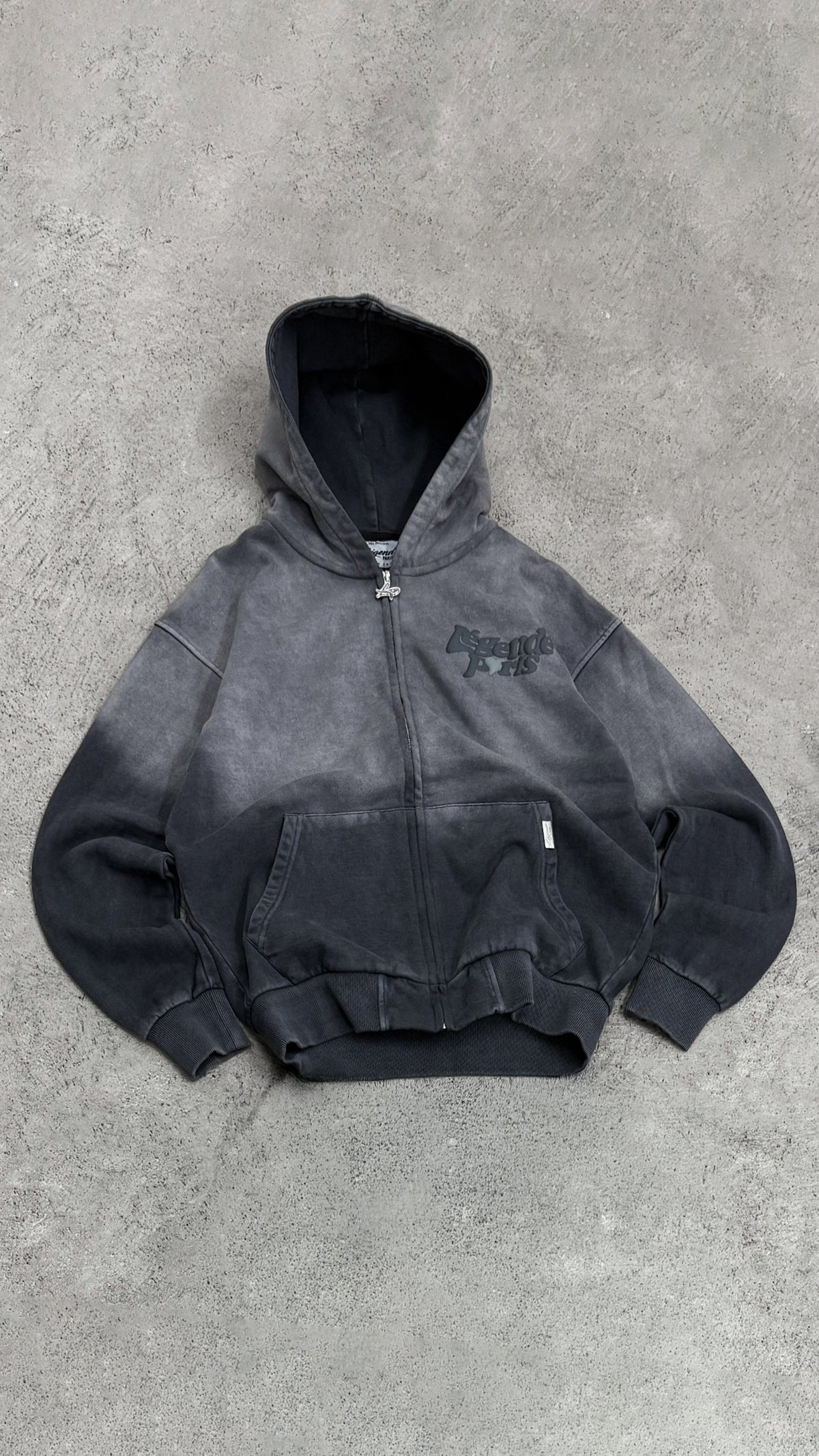 Legende Paris LND GRADIENT HOOD - CHARCOAL WASHED — XS — Lifestyle View