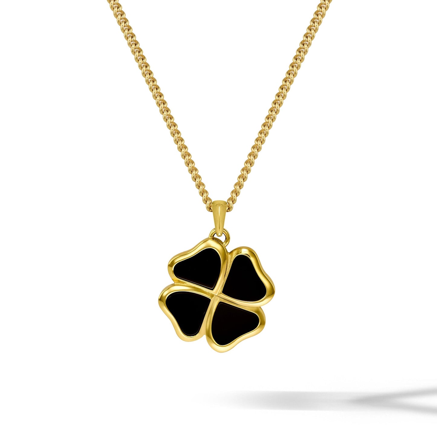 Clover Pendant - 14K Gold Onyx