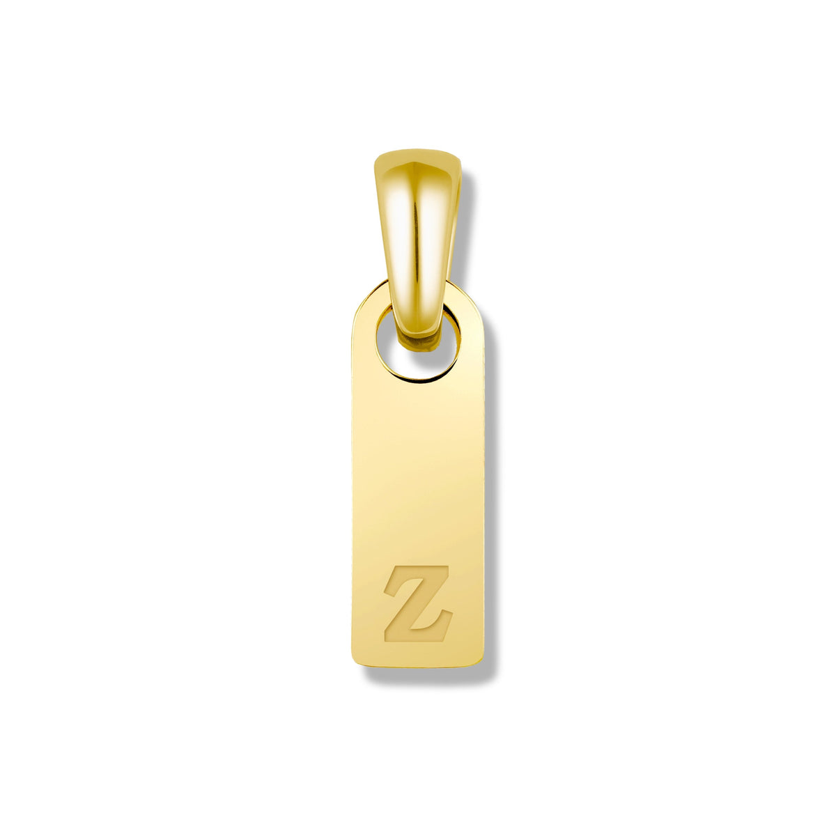 Gold pendant with 'Z' on a white background