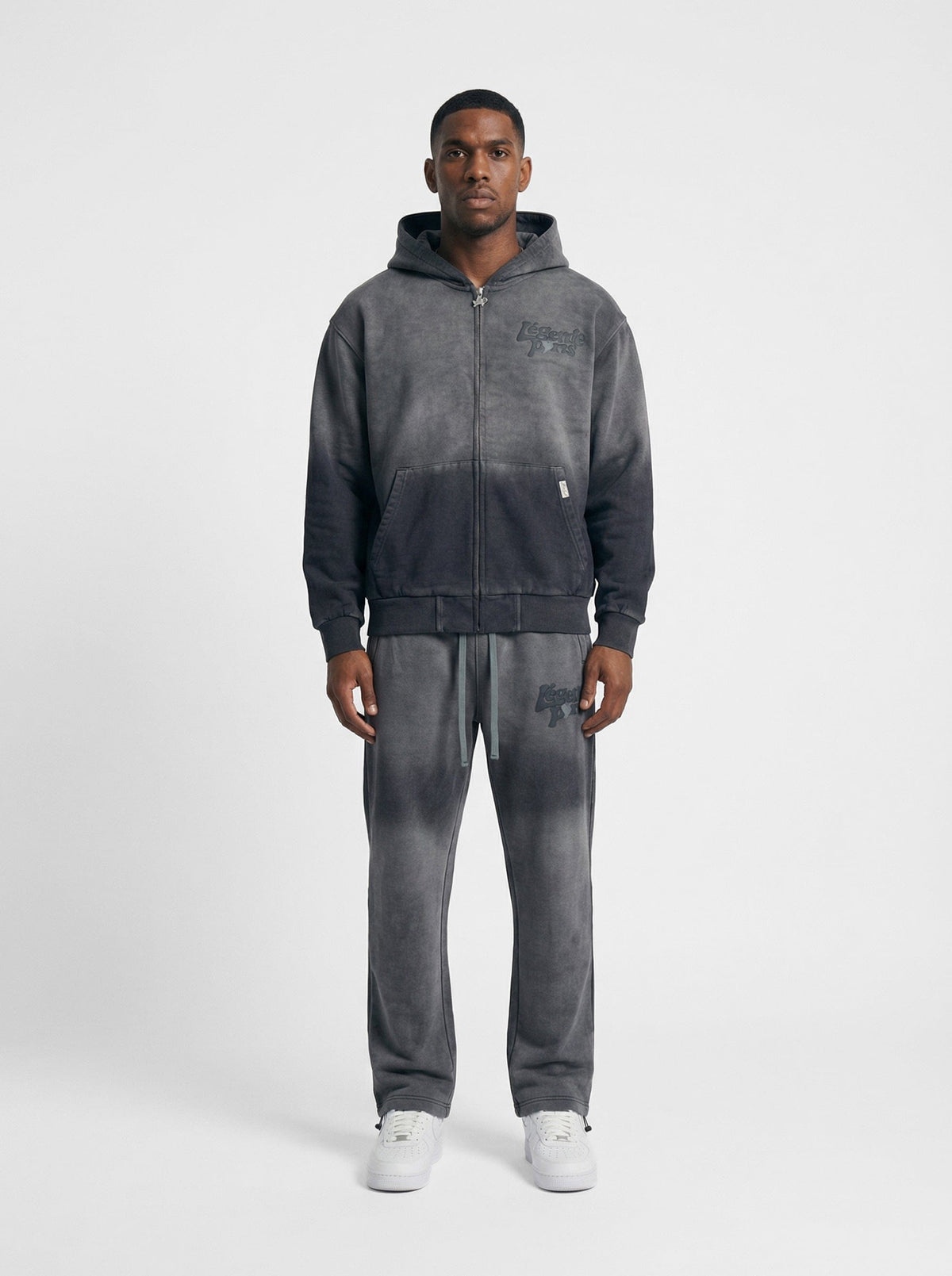 Legende Paris LND GRADIENT HOOD - CHARCOAL WASHED — XS — Top View