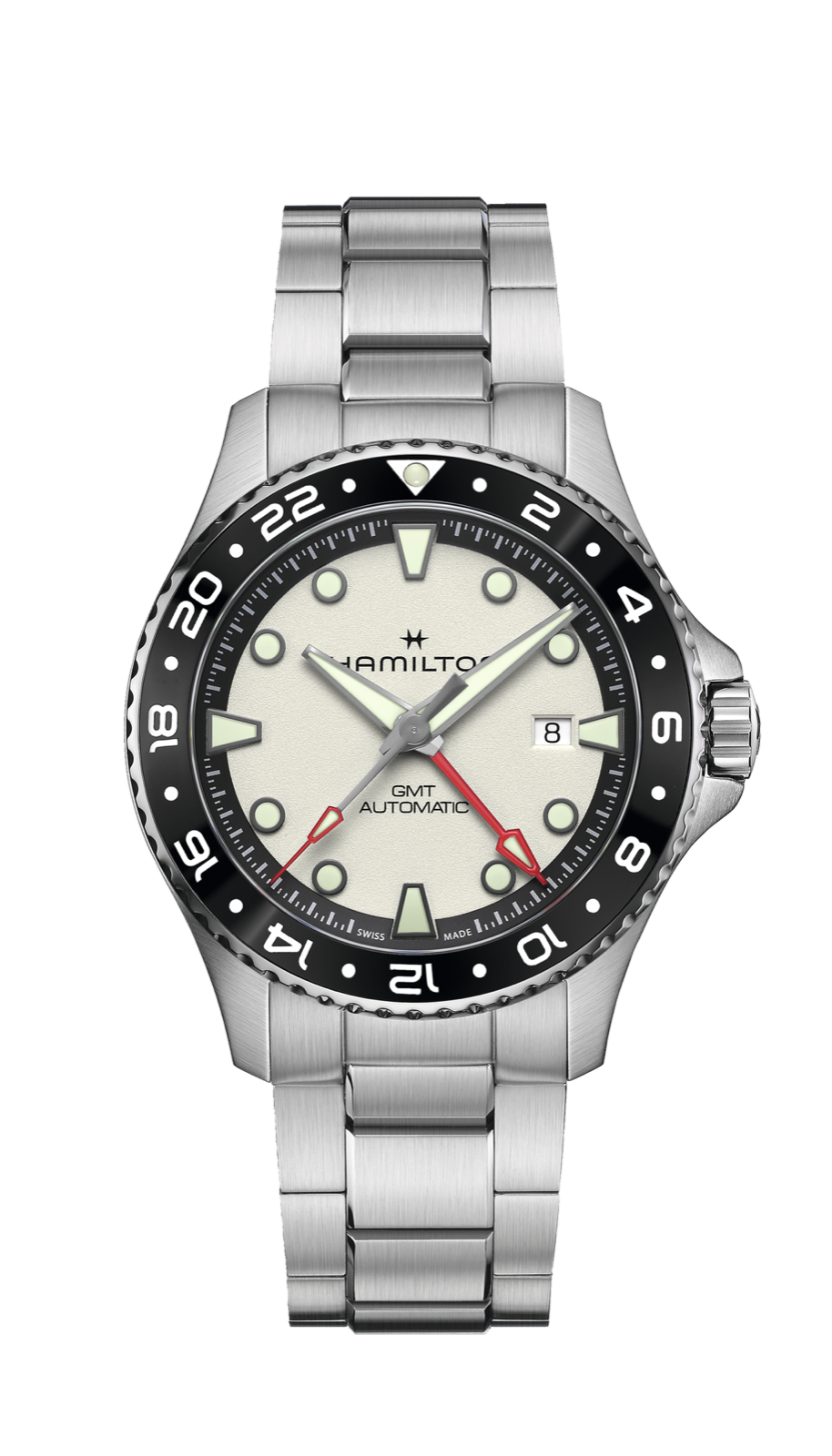 Hamilton Khaki Navy Scuba GMT Auto 43mm Silver / White