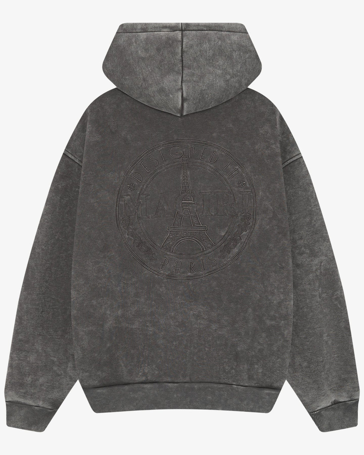 Magiri Embroidered Acid Wash Hoodie 'Washed Grey' — Washed Grey — Size S — Side View