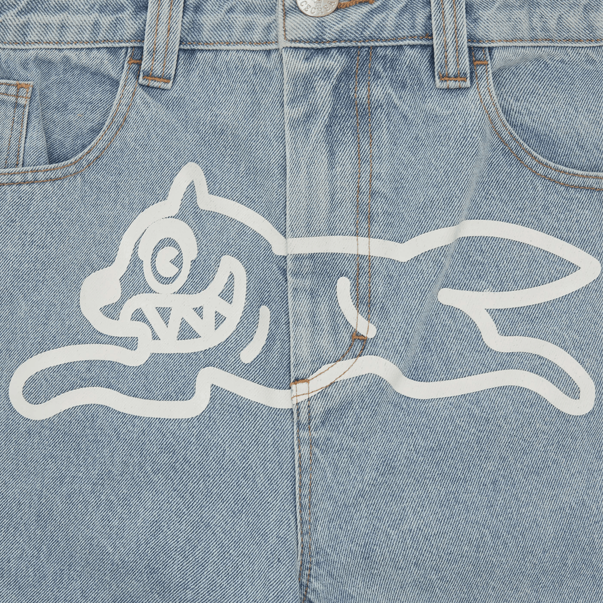 ICECREAM Running Dog Double Scoop Denim Pants 'Heavy Wash Blue' — XXS — Back View