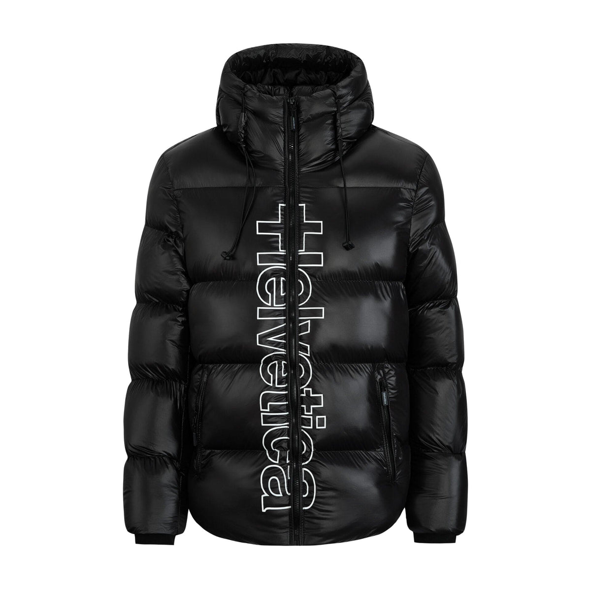 Helvetica Mountain Pioneers Silver 2 Hooded Down Jacket — S — Front View
