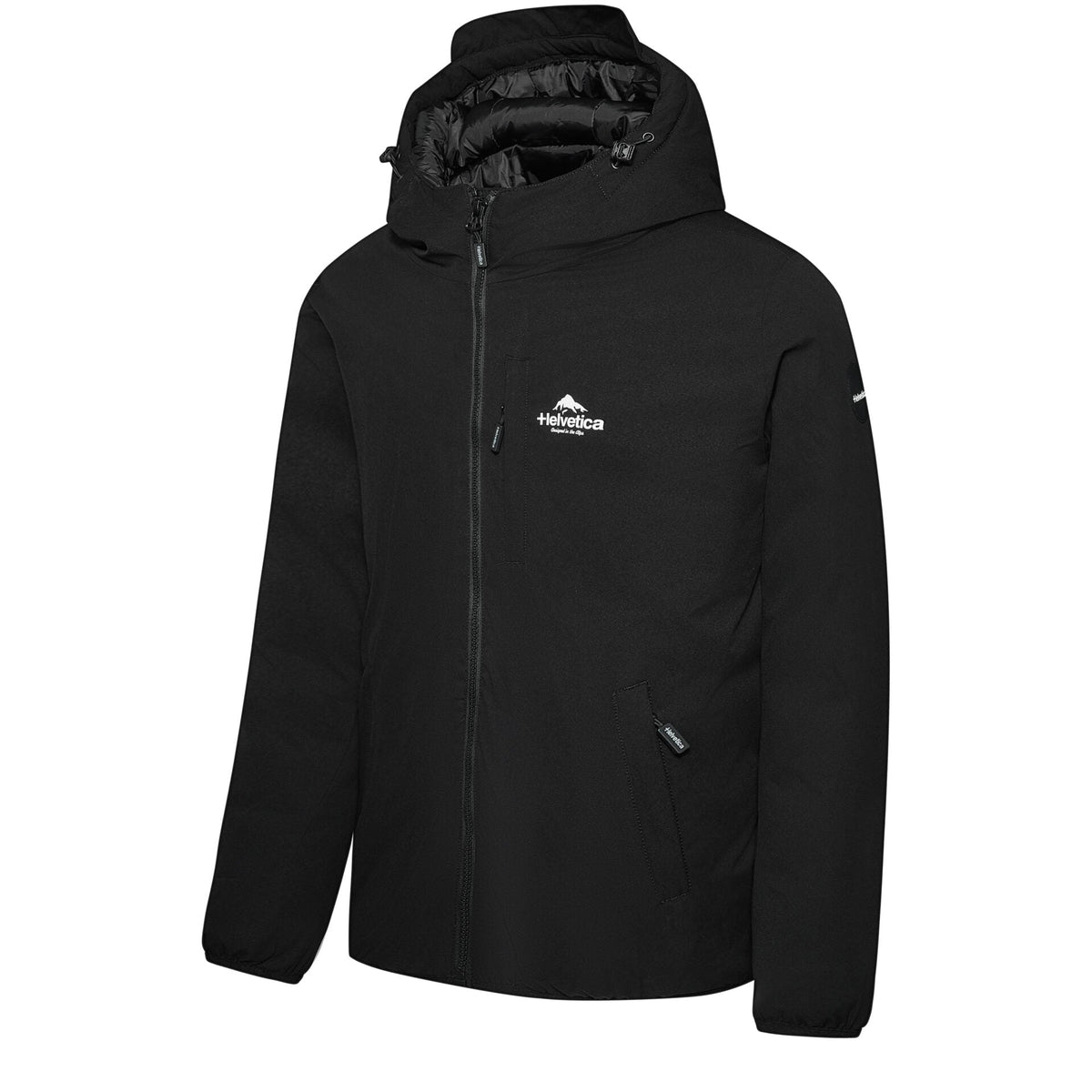 Helvetica Mountain Pioneers Eyeblock Hooded Windbreaker Jacket — XS — Lifestyle View