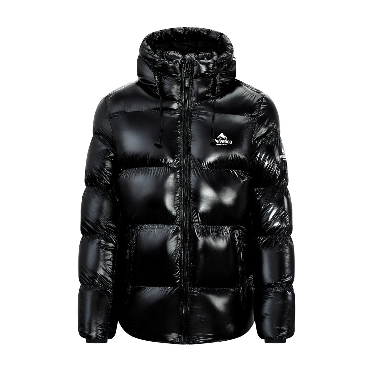 Helvetica Mountain Pioneers Freezer Hooded Down Jacket — S — Front View