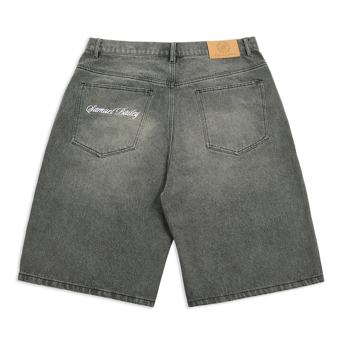 Samuel Bailey Graphite Washed Denim Jorts — S — Side View