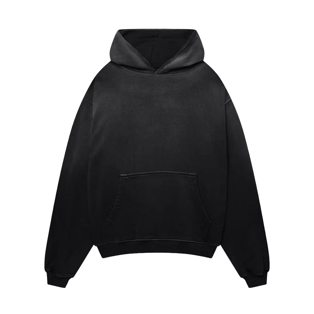 KAIZEN MARKET BLANK HEAVYWEIGHT FADE OUT HOODIE BLACK — XS — Front View