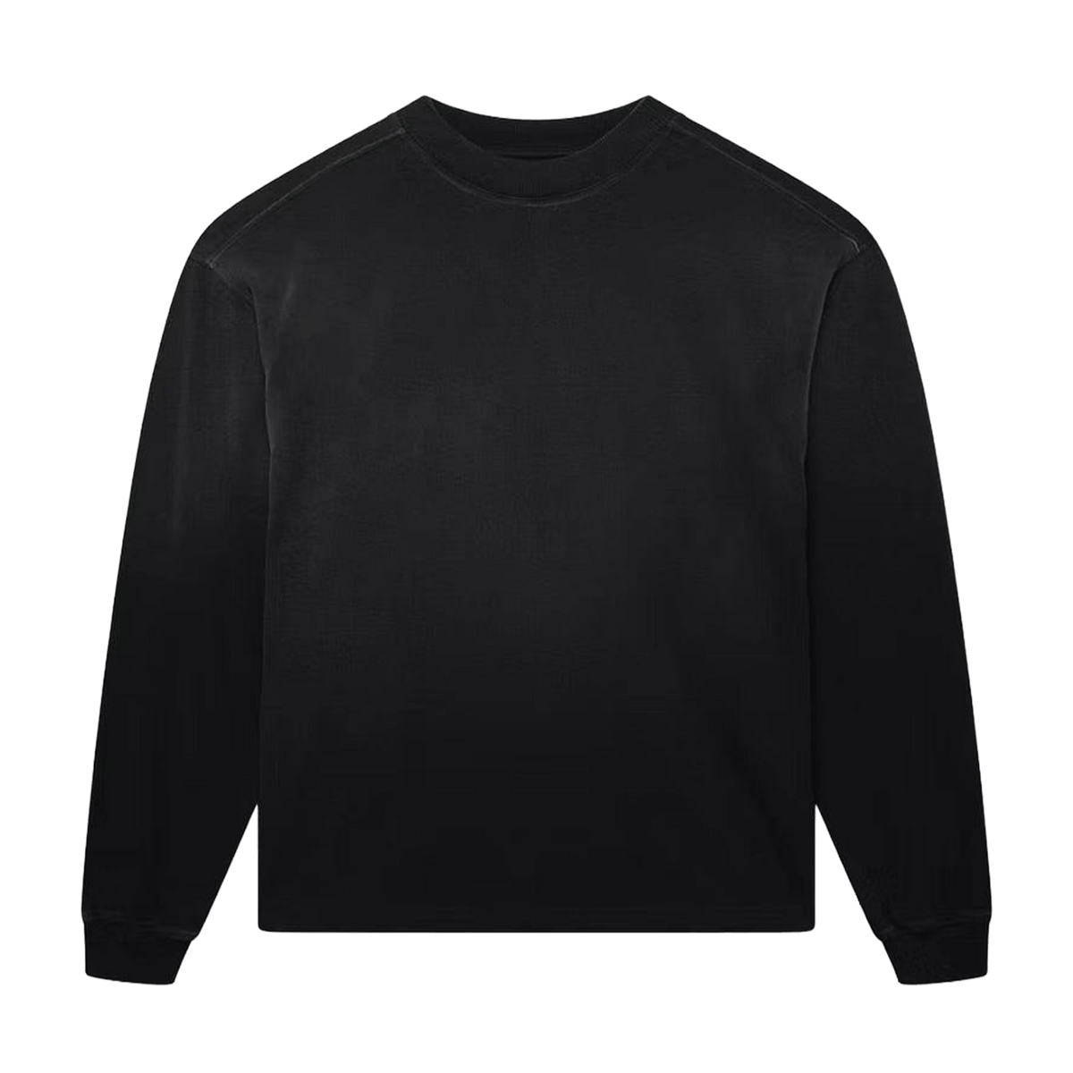 KAIZEN MARKET BLANK HEAVYWEIGHT FADE OUT LONGSLEEVE TEE BLACK — XS — Front View