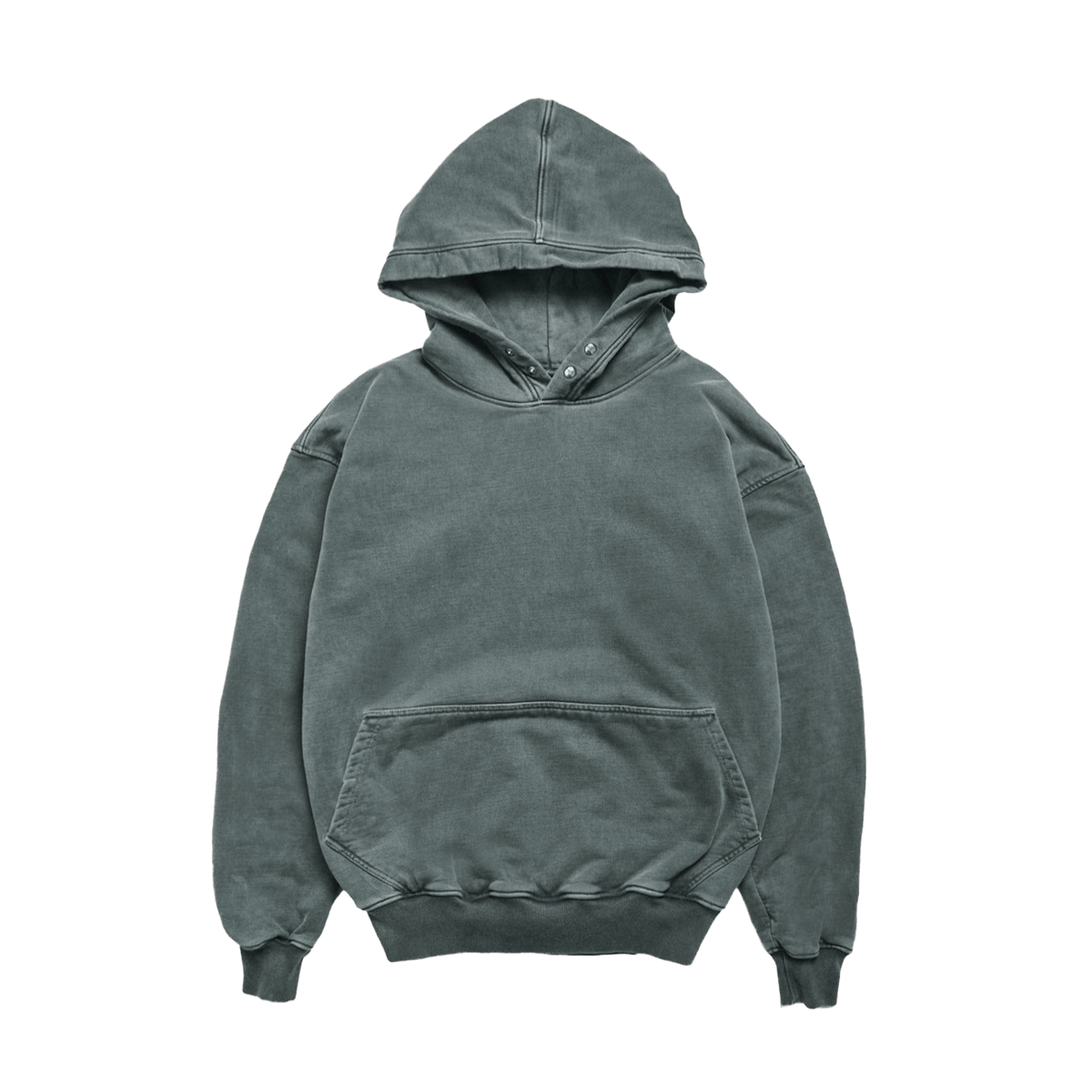 KAIZEN MARKET WASHED BLANK HOODIE CHARCOAL — SMALL — Front View
