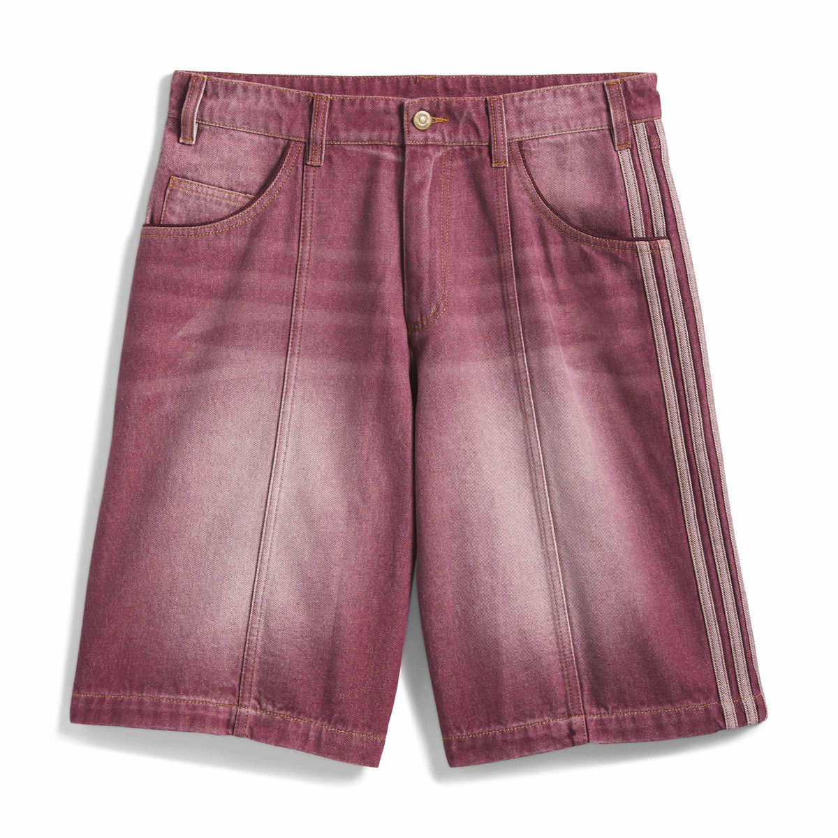 adidas Skateboarding x Tyshawn Washed Denim Shorts in Maroon — loose fit, durable denim, Tyshawn Jones signature style, skate and street ready